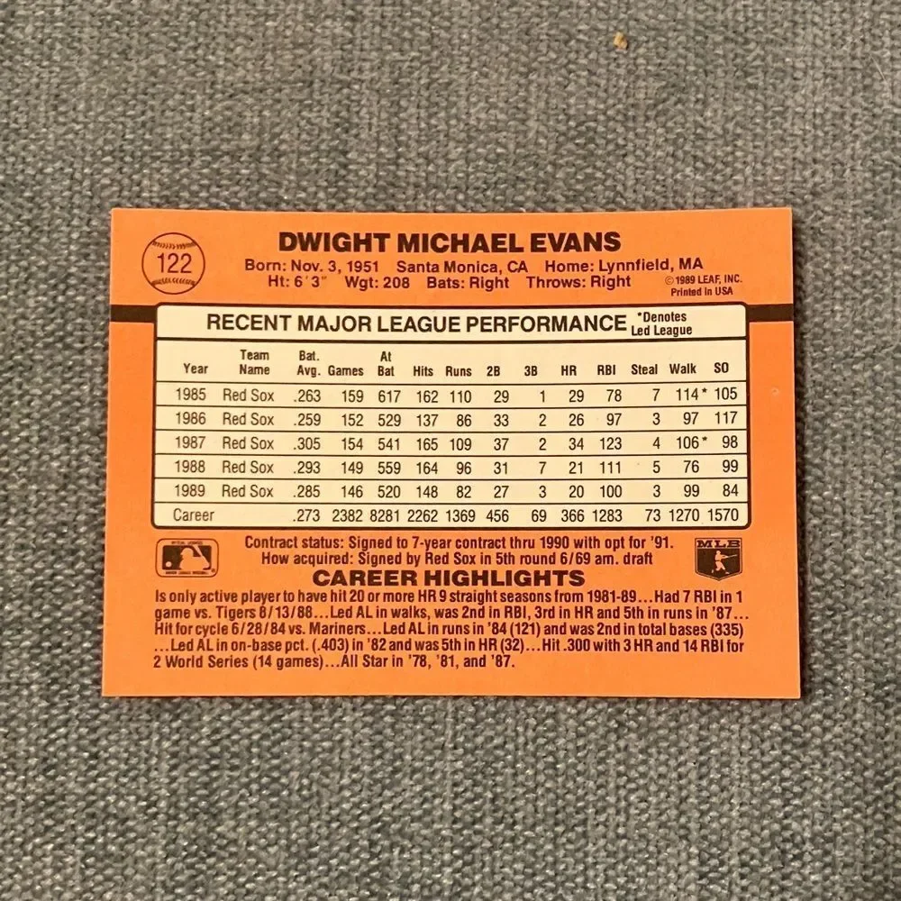 1990 Donruss Boston Red Sox Baseball Card Trading Card